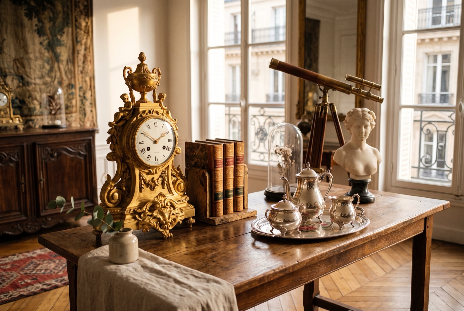 Trouvailles de nos brocanteurs : pendule dorée, livres reliés et argenterie prêts pour une seconde vie